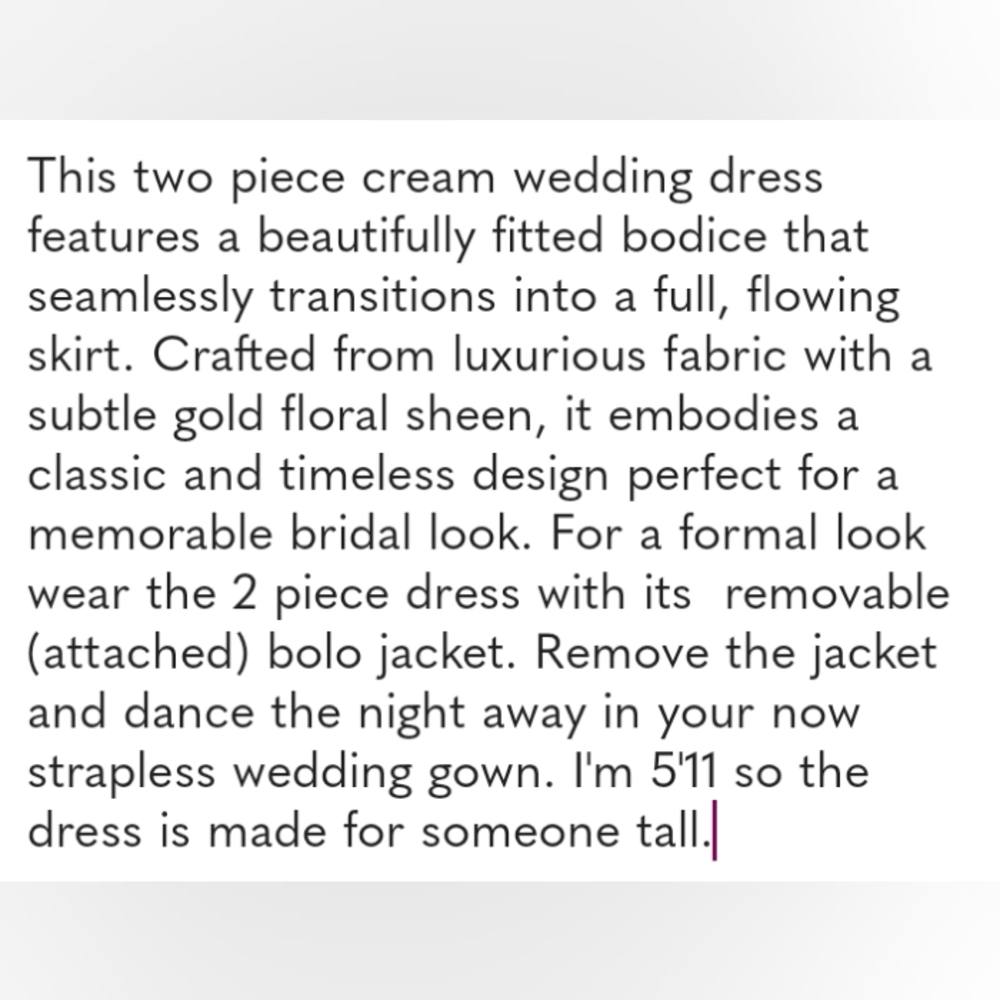 Elegant Cream Two-Piece Wedding Dress